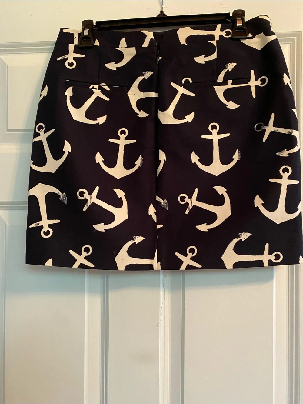 J. Crew Navy Mini Skirt with White Anchor Print